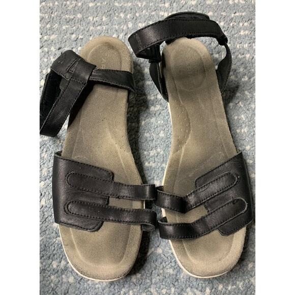 Ariat Women's Black Leather Strappy Ankle Strap Wedge Sandals US Size 10 B - Picture 1 of 5